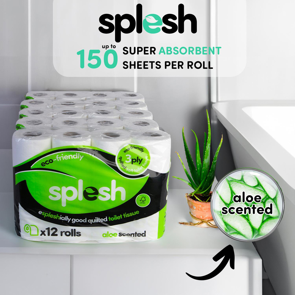 Splesh Quilted Aloe Vera Soft Toilet Tissue 60 Rolls 3 Ply Image 3