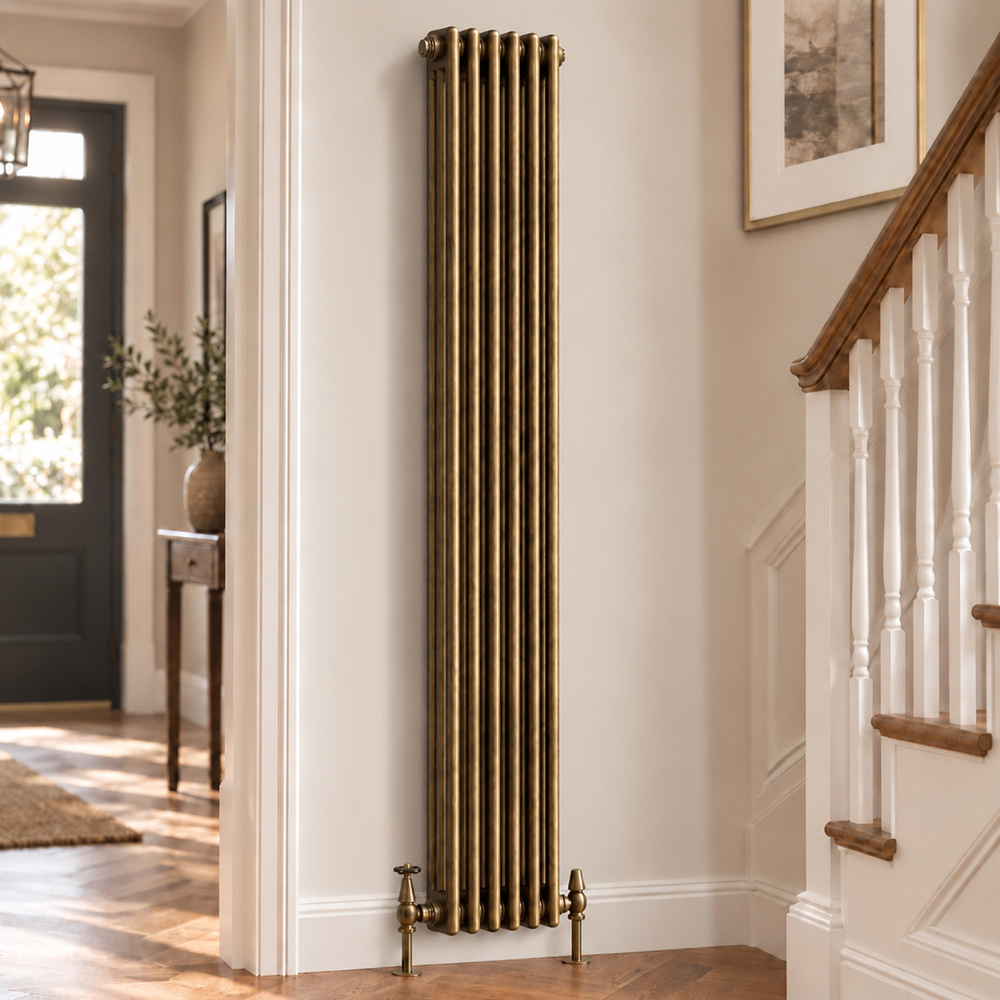 Go Bathrooms Clarence Antique Brass 3 Column 6 Section Radiator 1800 x 290mm Image 2