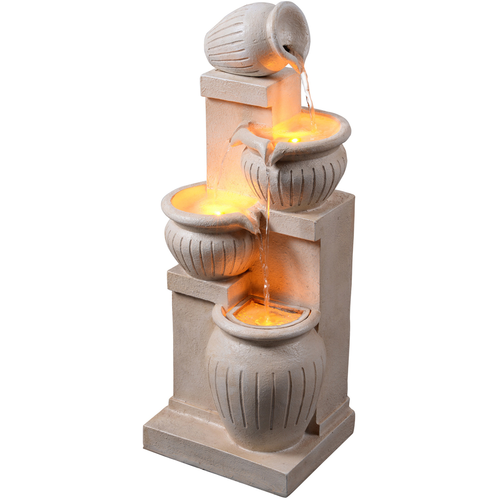 Teamson Home Natural 4-Tier Vertical Texture Cascading Bowl Outdoor Fountain 28.5 inch Image 3
