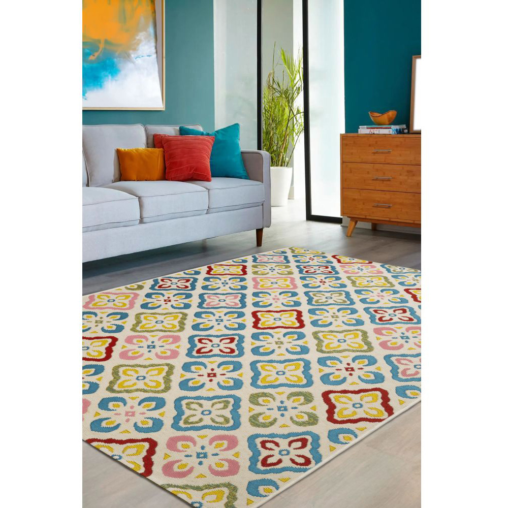 Homemaker Tropico Multicolour Tile Rug 160 x 230cm Image 6