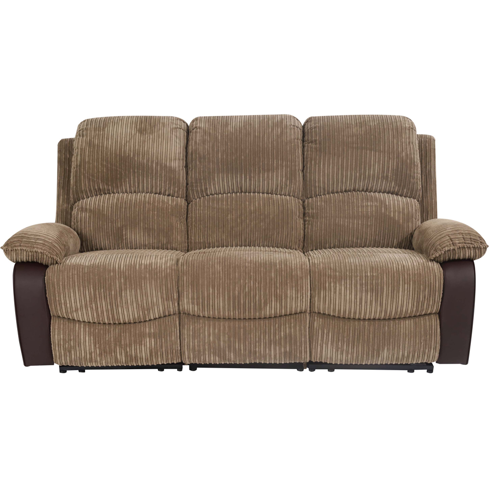 Comfy Living 3 Seater Brown Cord Fabric Electric Recliner Sofa Image 2