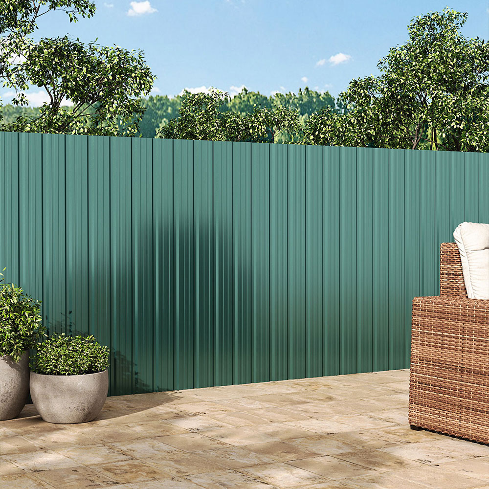 Living and Home 12 Piece Dark Green Zinc Steel Corrugated Pre Drilled Roof Panel 45 x 115cm Image 2