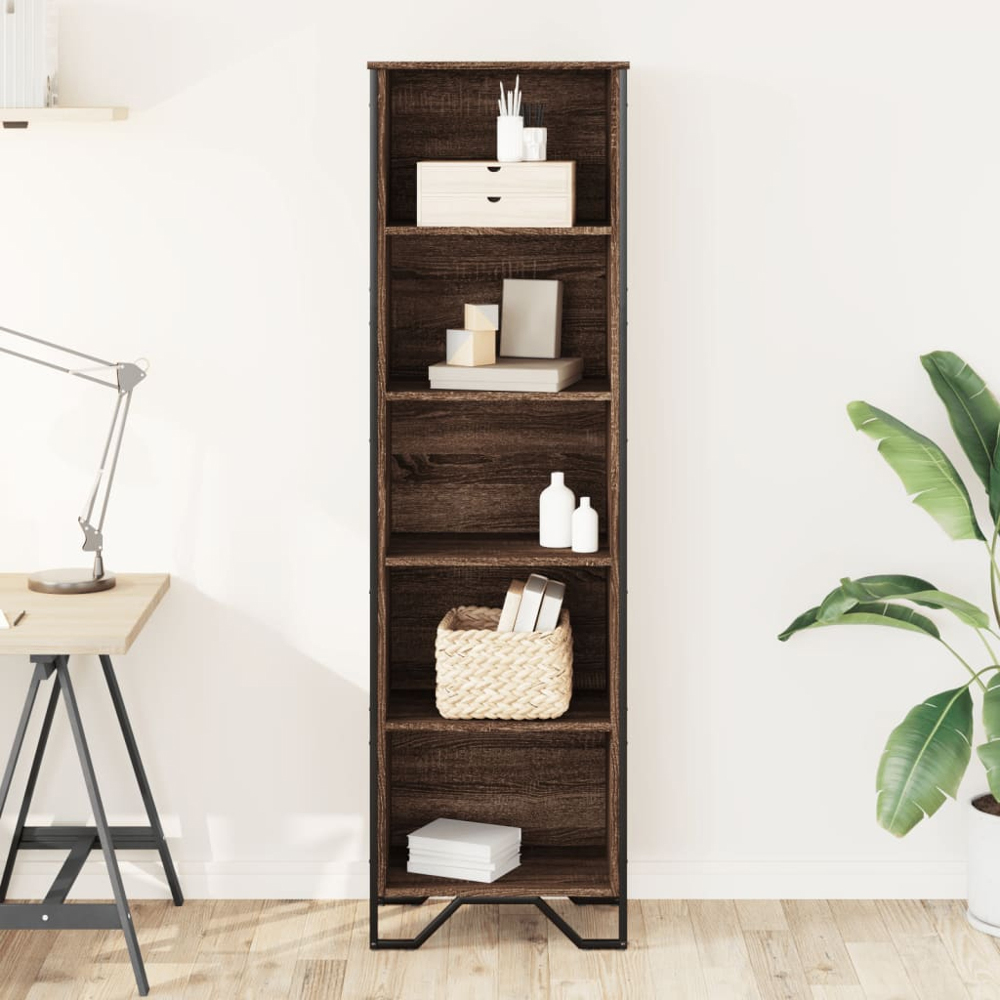 vidaXL 5 Shelf Brown Oak Bookcase Image 8