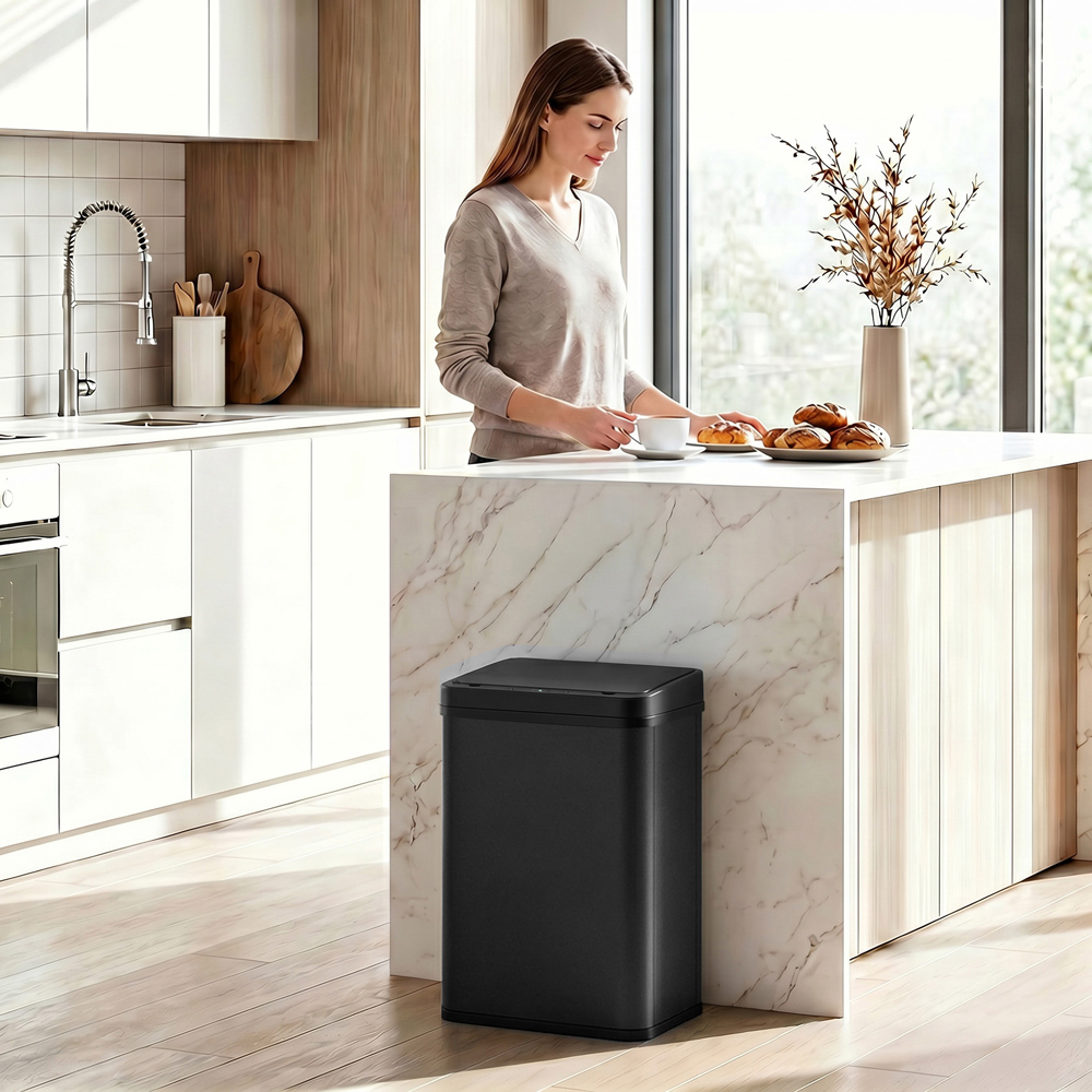 HOMCOM Black Stainless Steel Kitchen Motion Sensor Bin 40L Image 2