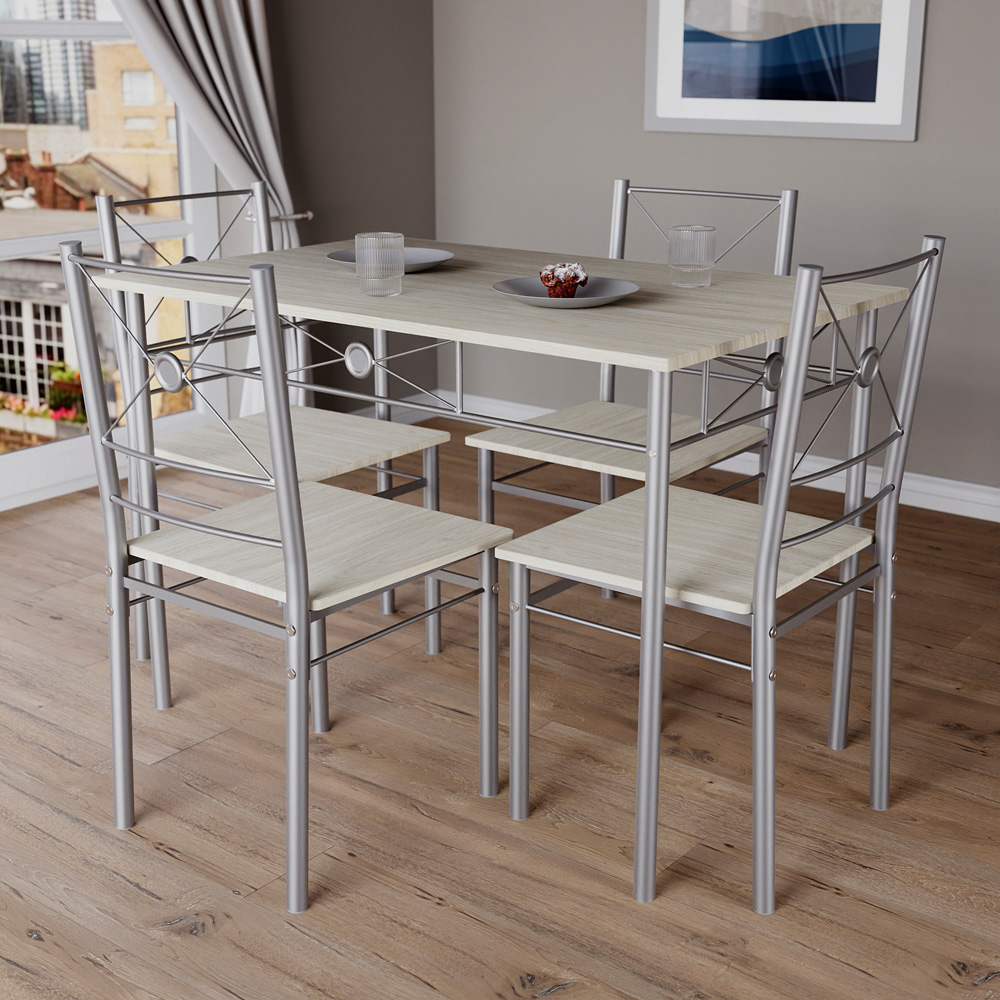 Vida Designs Roslyn 4 Seater Dining Set Oak Image 4