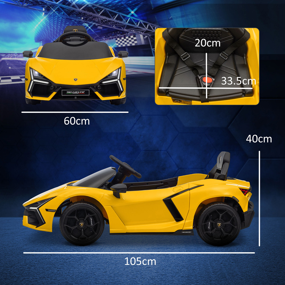 Tommy Toys Yellow Licensed Lamborghini Revuelto Kids Ride on Car with Suspension Image 7