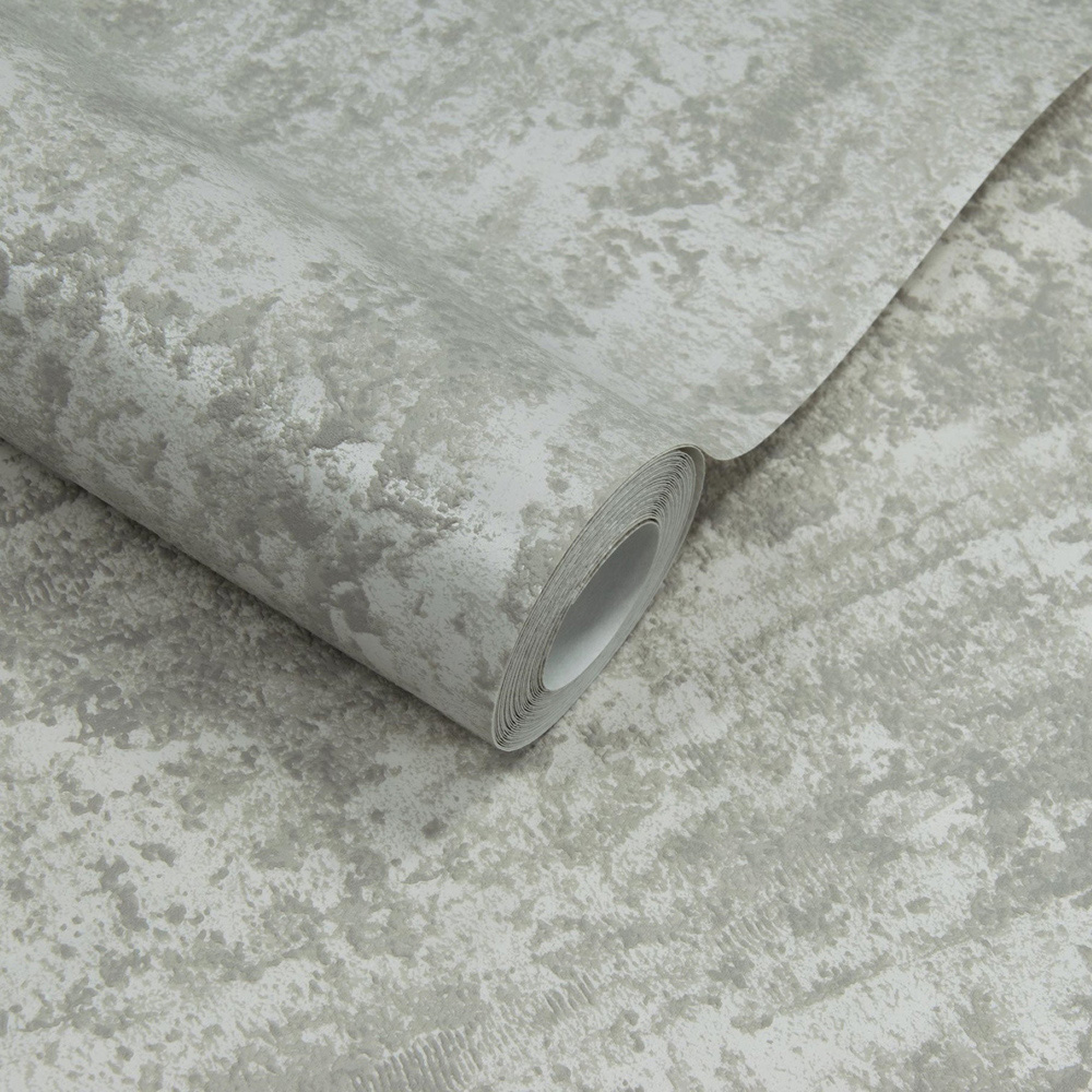 Grandeco Rocks Plaster Effect Plain Blown Vinyl Dark Taupe Greige Wallpaper Image 2