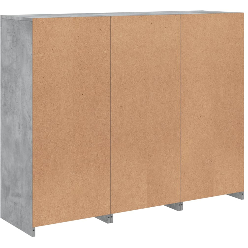 vidaXL 3 Door 6 Shelf Concrete Grey Sideboard with LED Lights 3 Pack Image 6