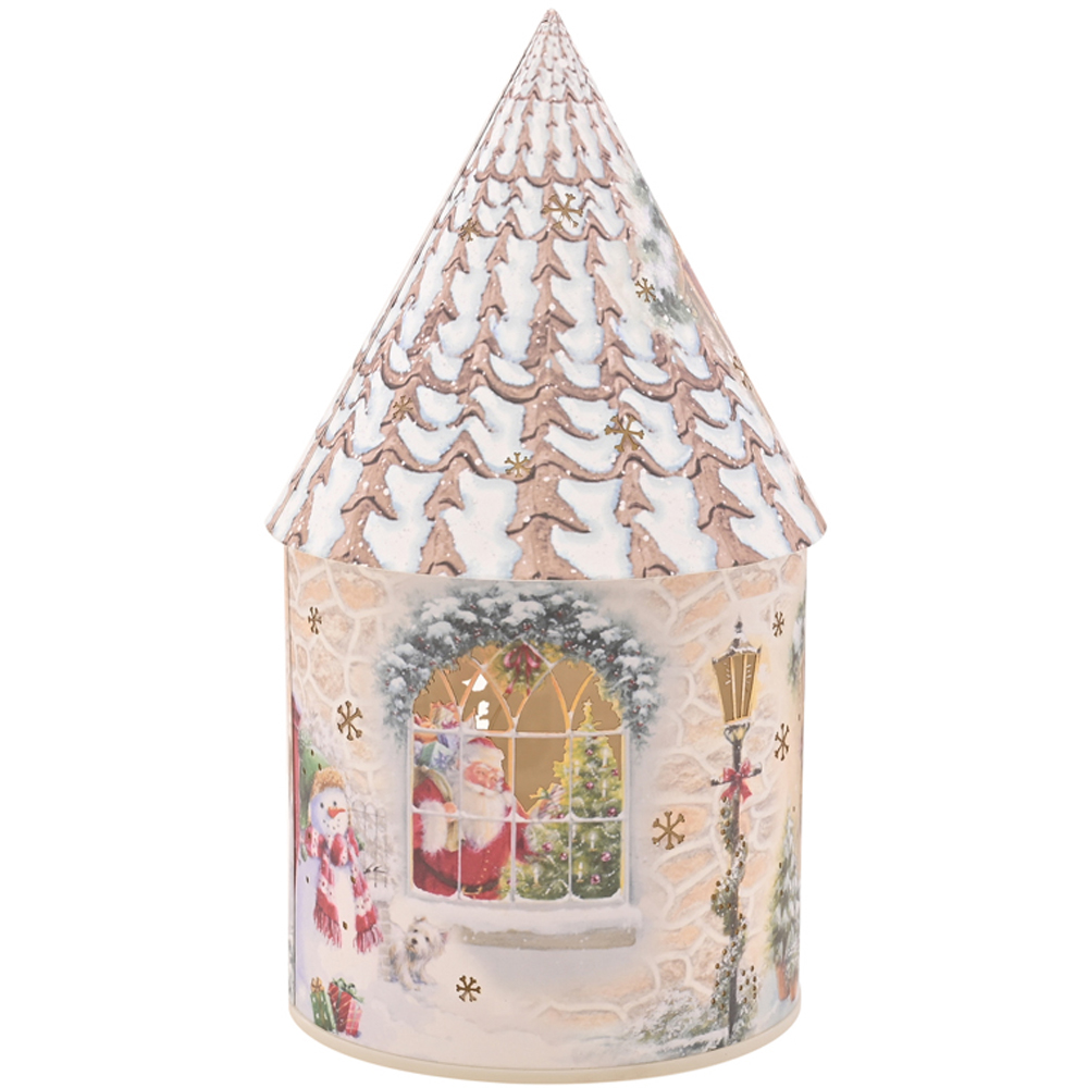 The Seasonal Gift Co Father Christmas at the Door Round LED House Lantern 21cm Image 3