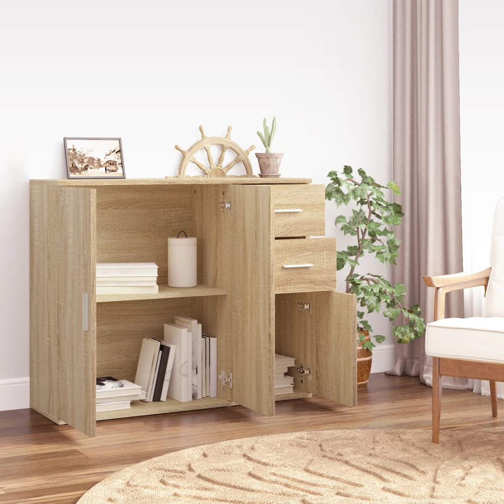 vidaXL 3 Door 2 Drawer Sonoma Oak Sideboard Image 9