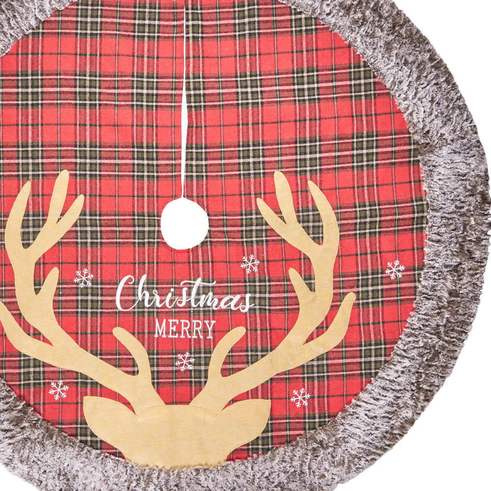 Tartan Reindeer Tree SkirtRed Image 3