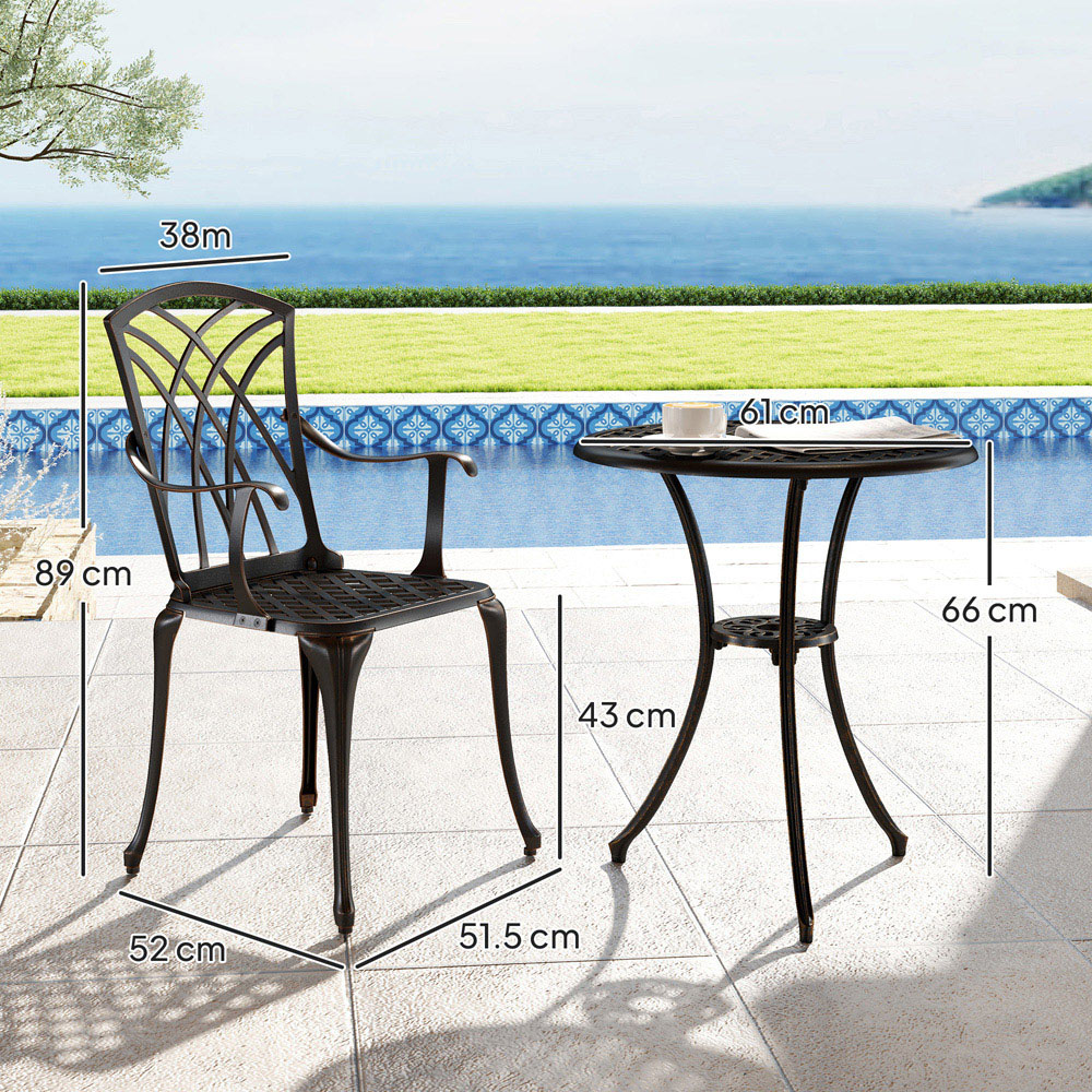 Outsunny 2 Seater Garden Bistro Set with Umbrella Hole Image 8