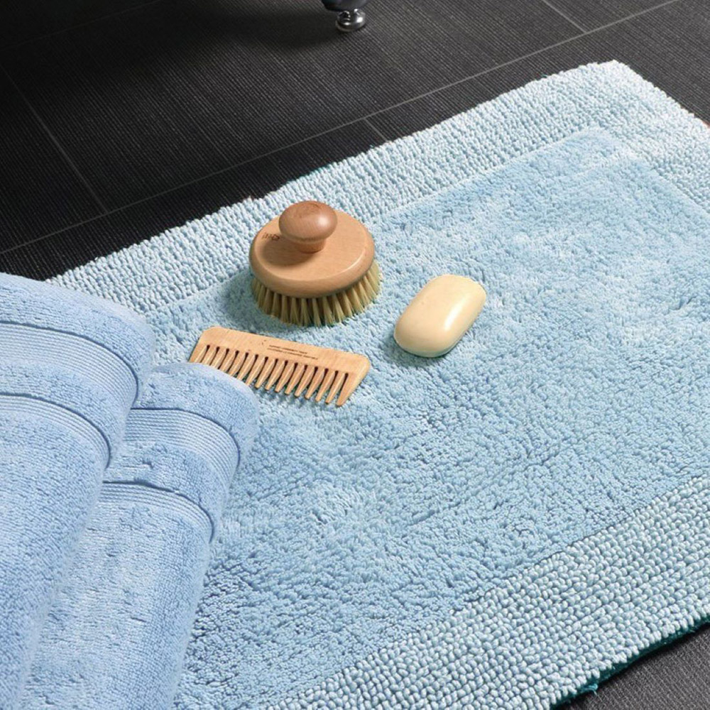 Allure Bath Fashions Elegance Baby Blue Reversible Bath Mat 53 x 85cm Image 2
