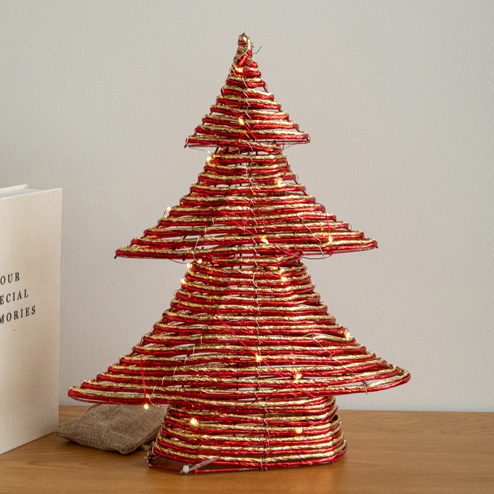 Samuel Alexander Warm White LED Red and Gold Braid Christmas Tree with Timer 40cm Image 5