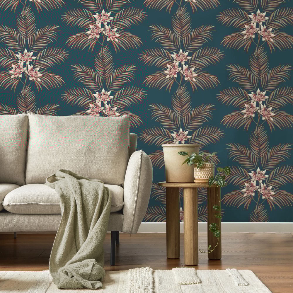 Fine Decor Bali Tropical Floral Peacock Wallpaper Image 3