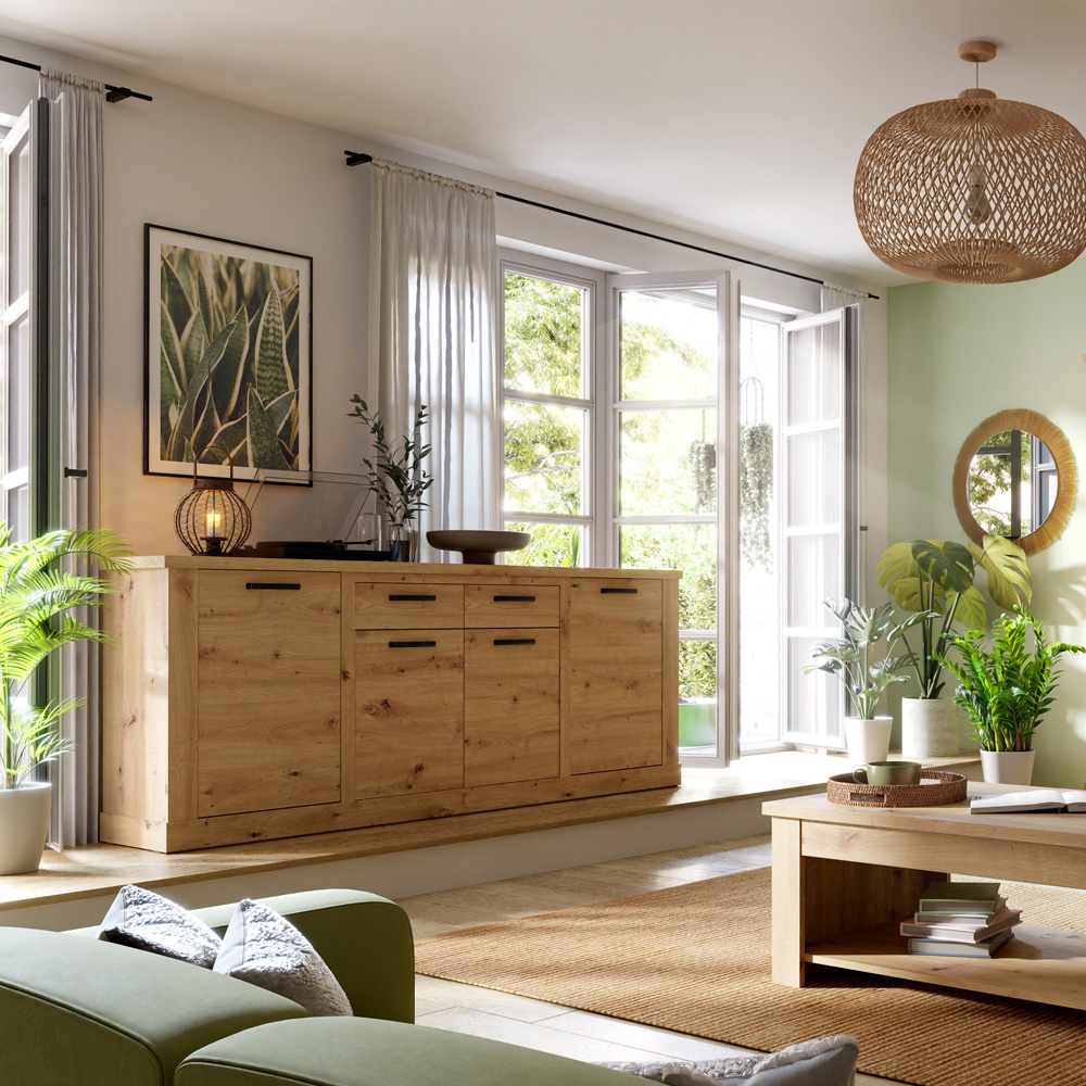 Florence Corona 4 Door 2 Drawer Artisan Oak Sideboard Image 6