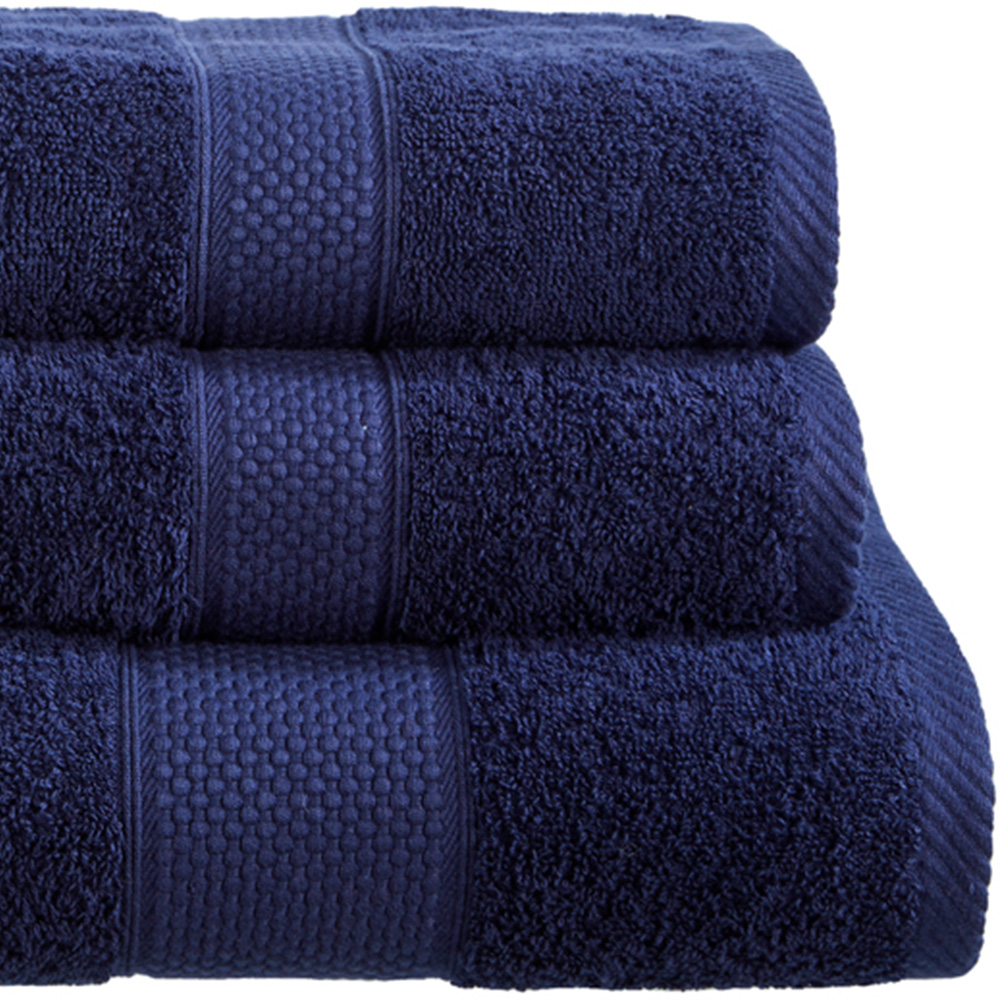 Imperial Ringspun Combed Cotton Navy Turkish Face Towel 2 Pack Image 2