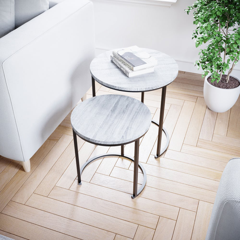 Vida Designs Brooklyn Grey Nest of Tables Set of 2 Image 6