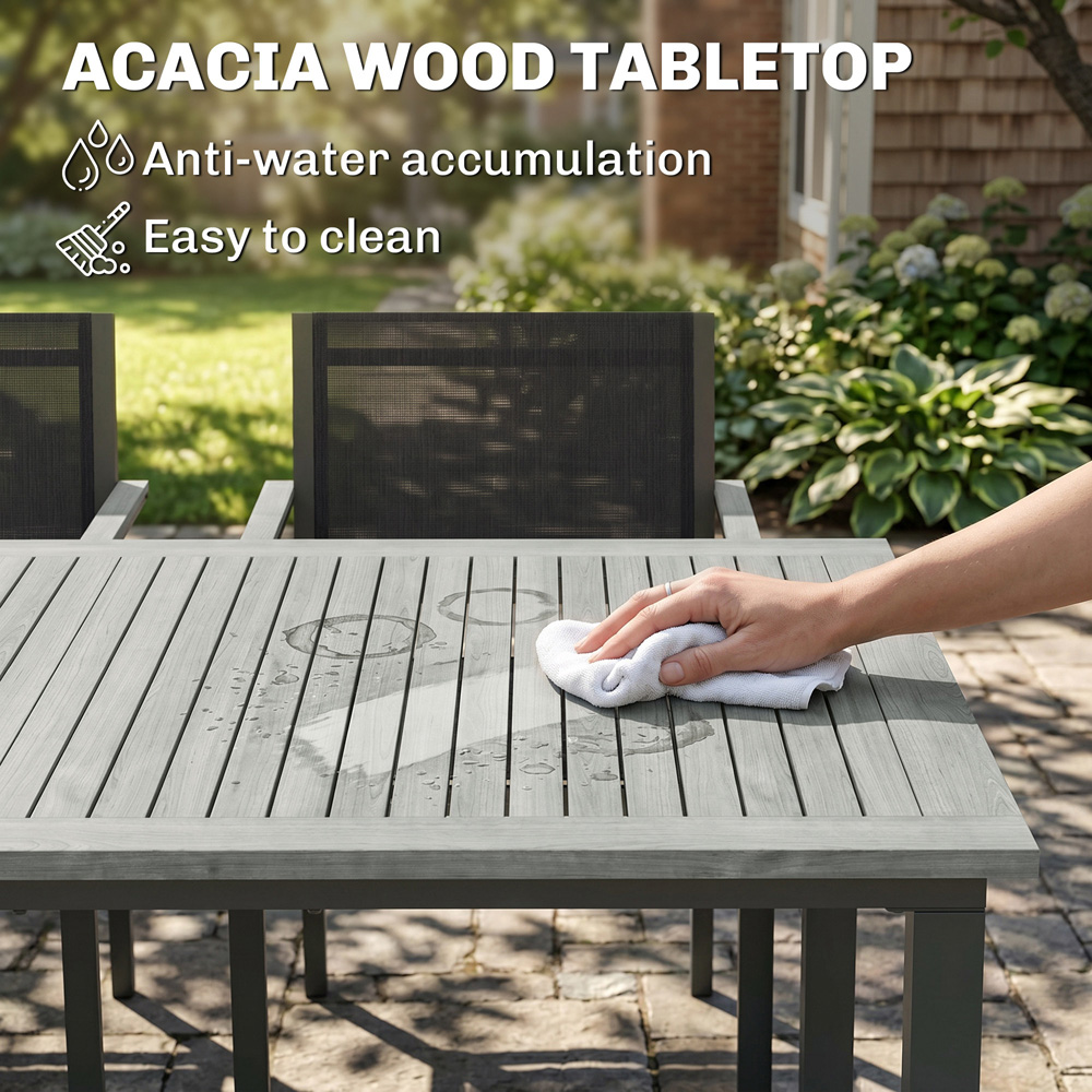 Outsunny 6 Seater Acacia Wood Garden Dining Set Grey Image 4