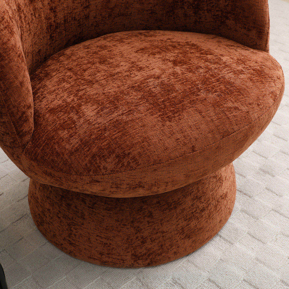 Tom Terracotta Chenille Swivel Accent Tub Chair Image 7