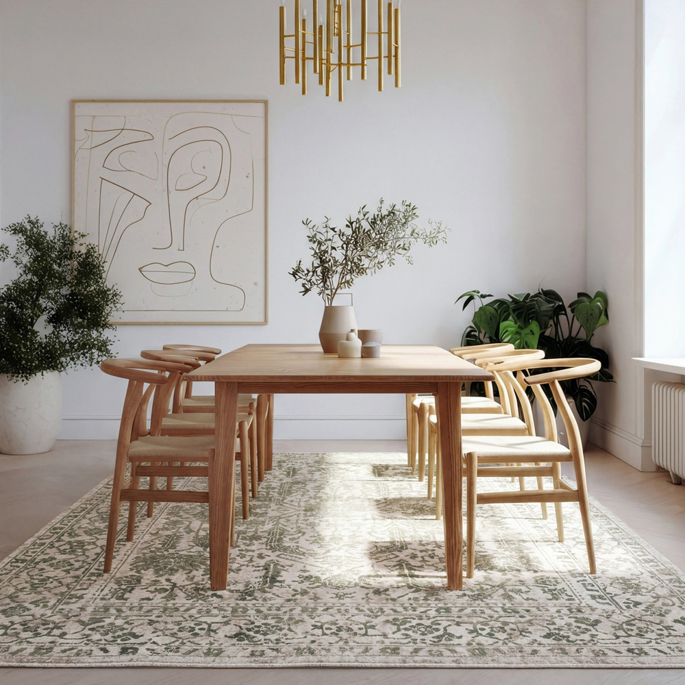 Kukoon Oscar Isadora Sage Green Flat Vintage Rug 80 x 150cm Image 2