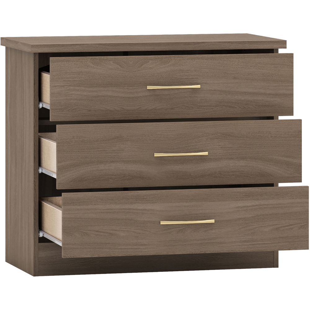 Seconique Nevada 3 Drawer Rustic Oak Chest of Drawers Image 4