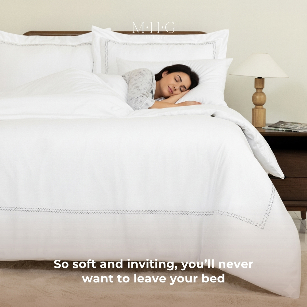 MHG Living Super King Size Oxford Grey 200 Thread Count Duvet Cover Set Image 4