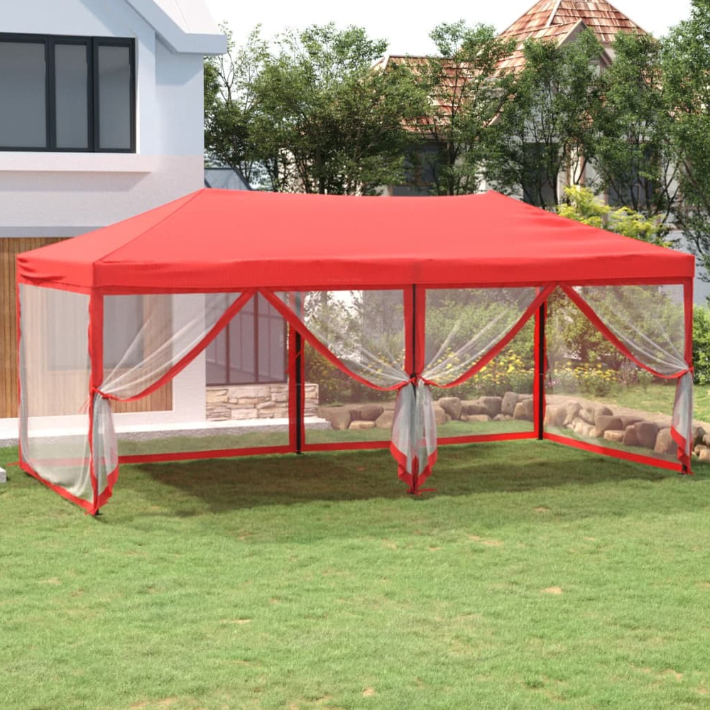 vidaXL 3 x 6m Red Foldable Party Tent with Sidewalls Image 1