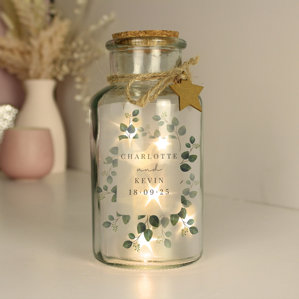 Personalised Memento Personalised Botanical LED Glass Jar Image 3