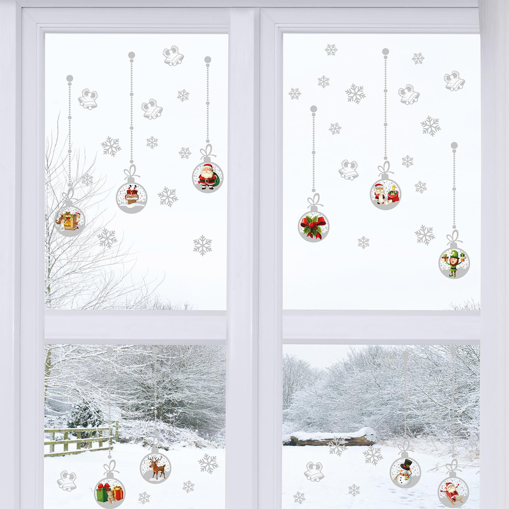 Walplus Matt Silver Christmas Ornaments Double-Sided Window Stickers 45 Piece Image 2