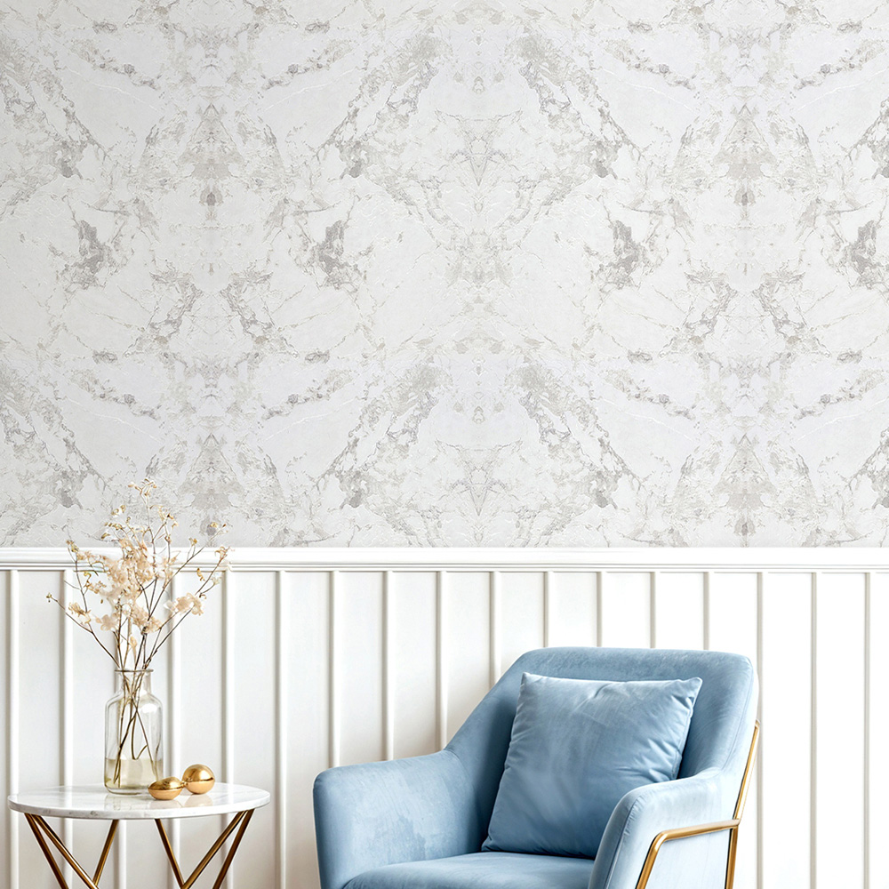 Living and Home Marble-Effect 3D Embossed Beige Non-Pasted Wallpaper Image 2