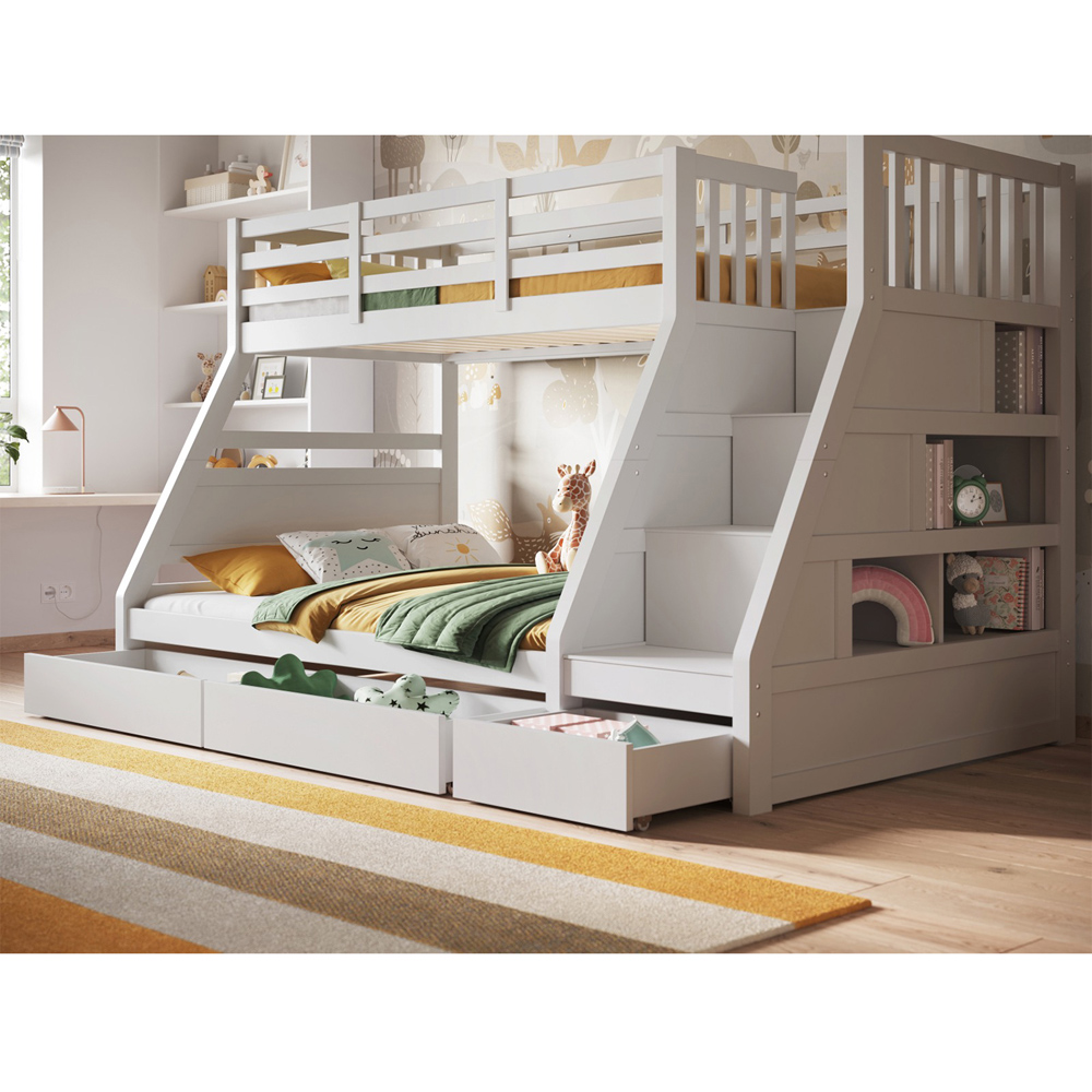 Flair Lunar Triple Sleeper White 3 Drawer Bunk Bed Image 5