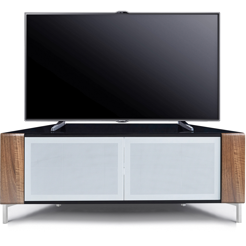 MDA Designs Corvus 2 Door Black Walnut and White TV Cabinet Image 4
