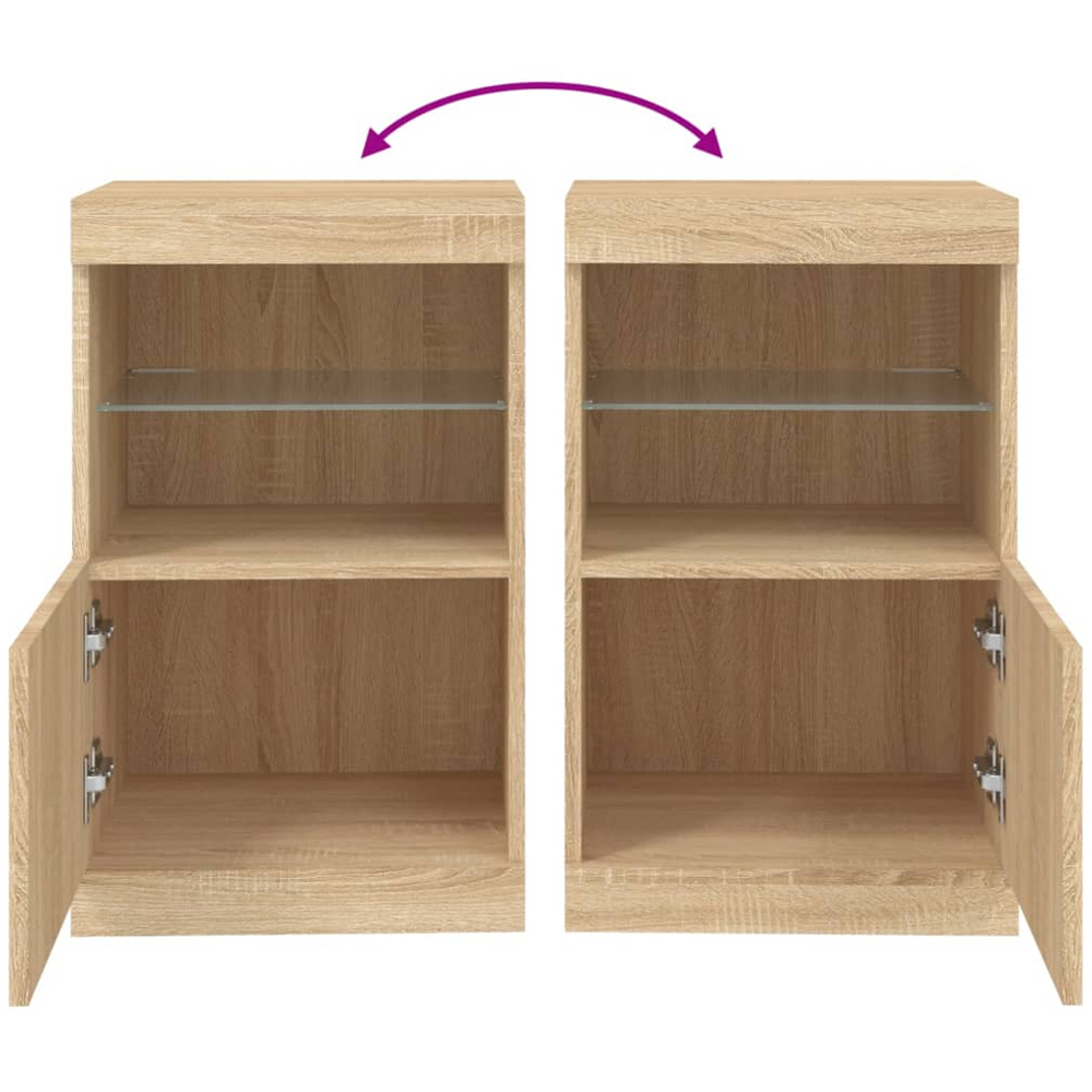 vidaXL Single Door 2 Shelf Sonoma Oak Sideboard with RGB LED Lights Image 9