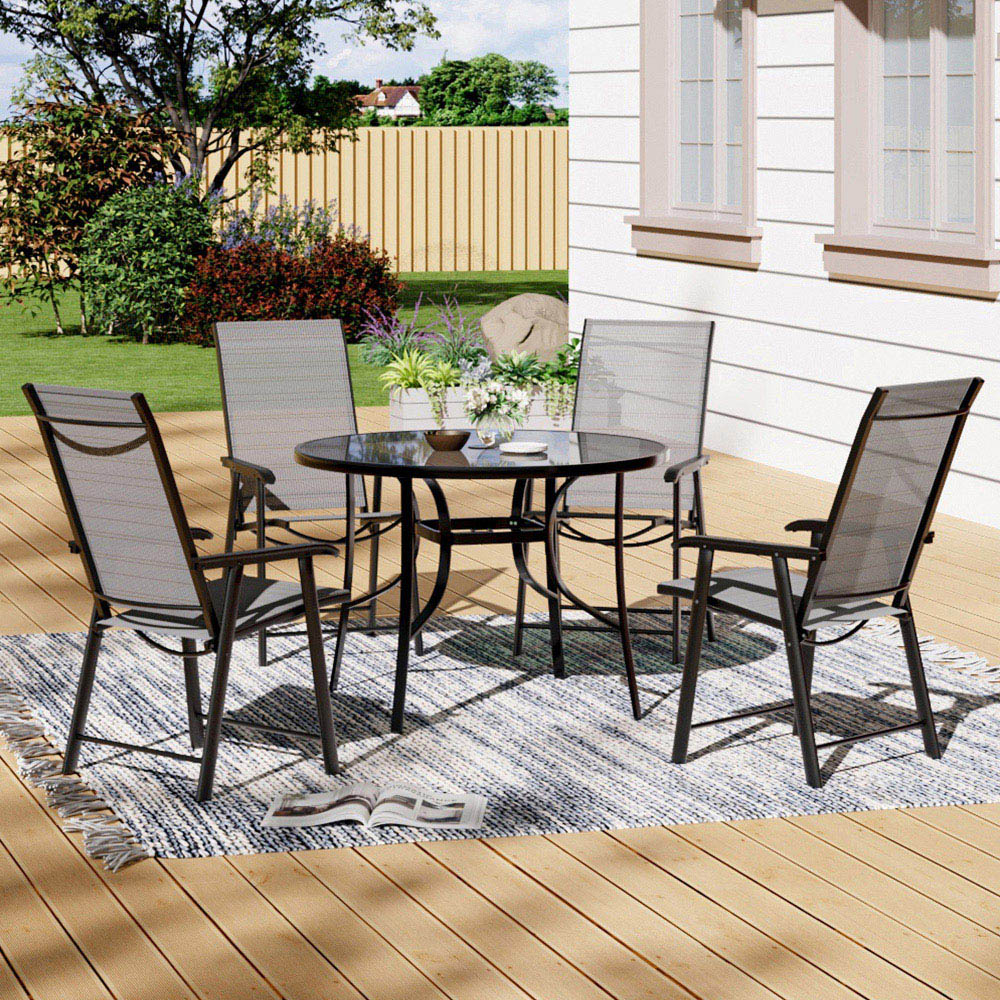 Living and Home 4 Seater Garden Dining Set Black and Grey Image 1