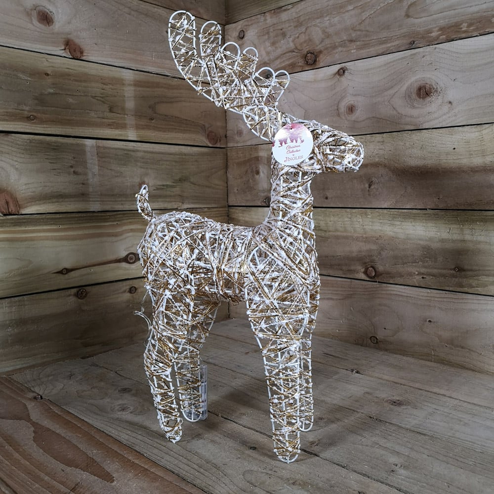 Samuel Alexander Gold Wicker Reindeer LED Christmas Decoration 50cm Image 5