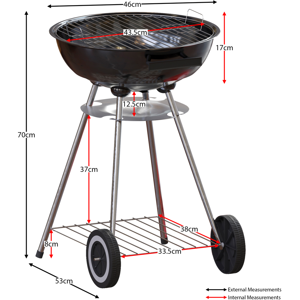 GARDEN VIDA Memphis Red and Black Freestanding Kettle Grill BBQ Image 9