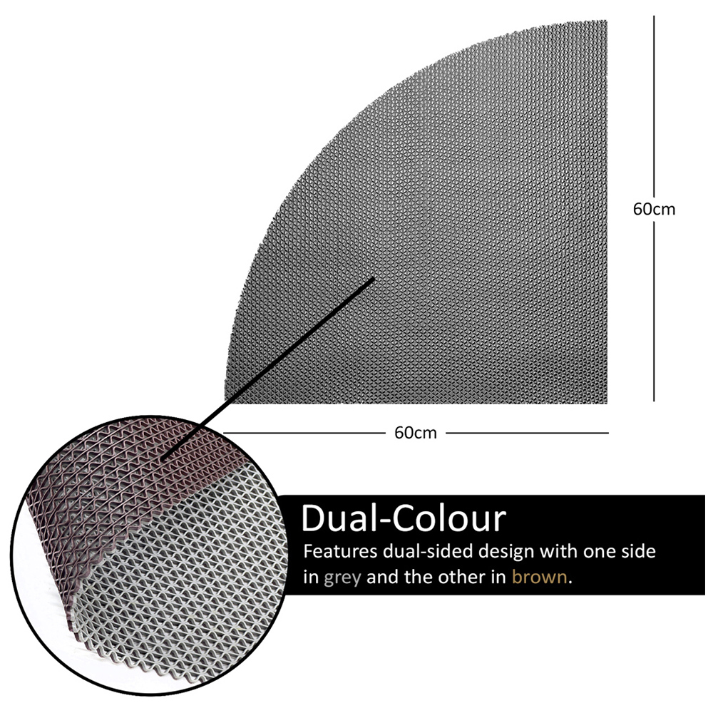 Nicoman Reversible Grey and Brown Quadrant Corner Shower Mat 60cm Image 4