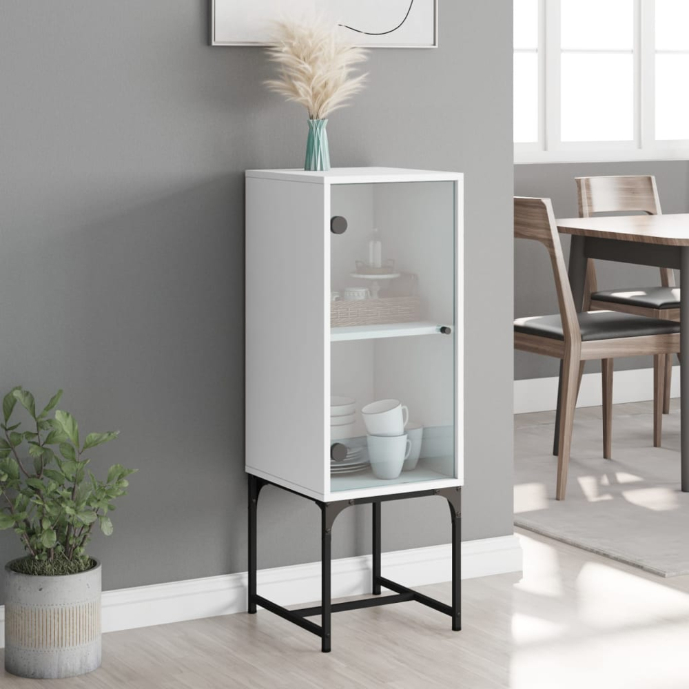vidaXL Single Door White Side Cabinet Image 9