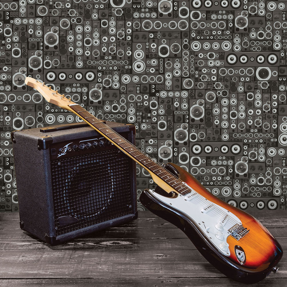 Galerie Grunge Vintage Speakers Grey Wallpaper Image 2