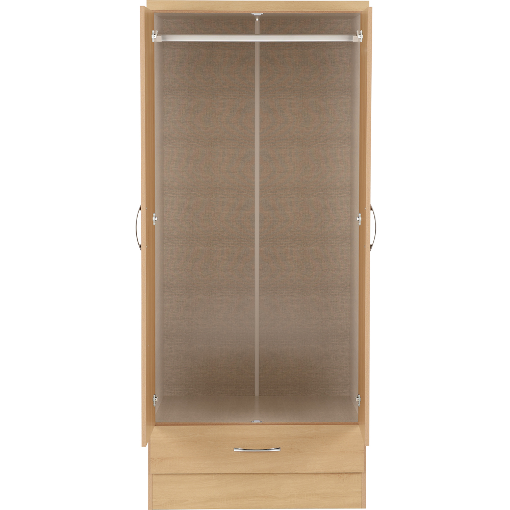 Seconique Nevada 2 Door Single Drawer Sonoma Oak Mirror Wardrobe Image 4