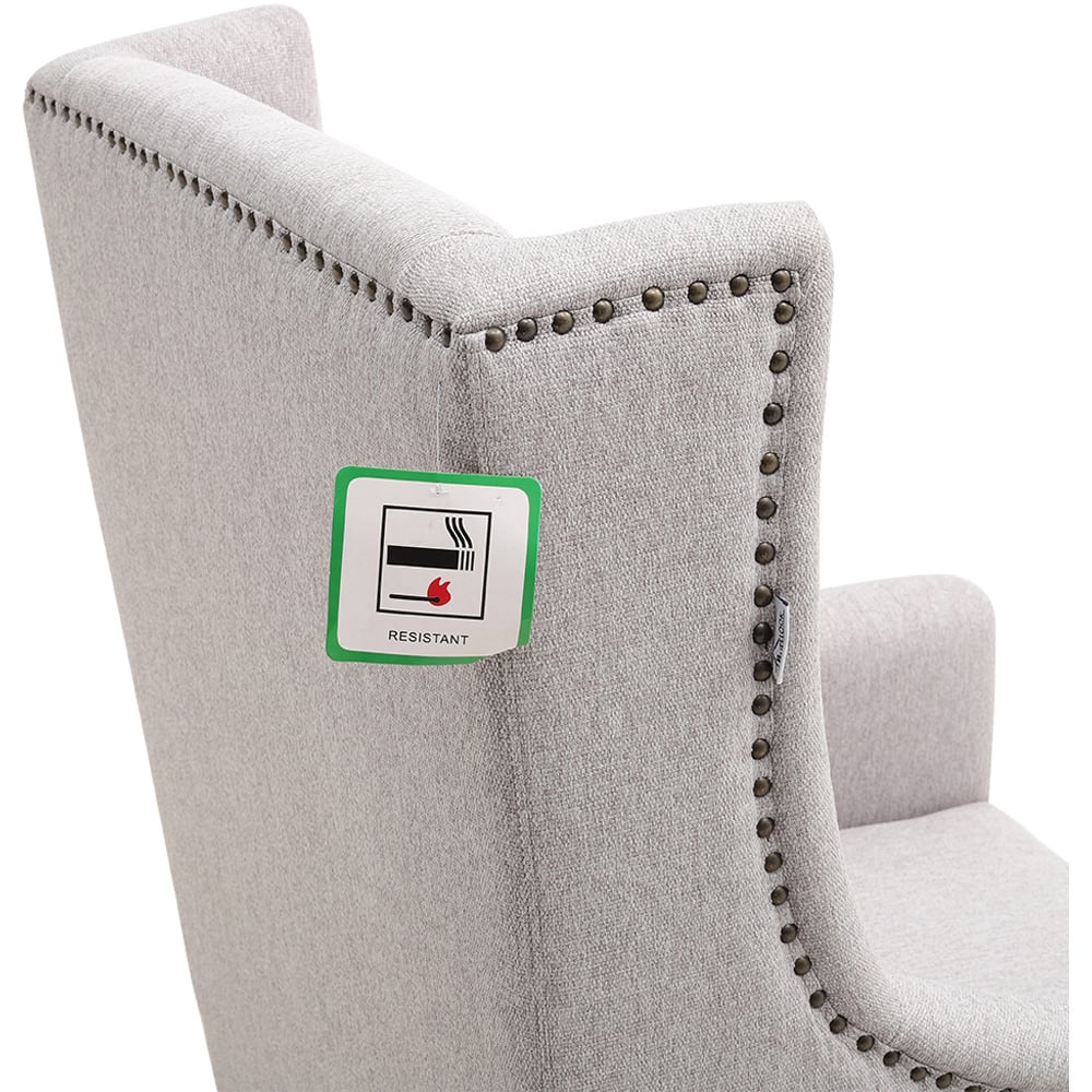 Living and Home Burlap Studded Grey High Back Armchair with Cushion Image 4