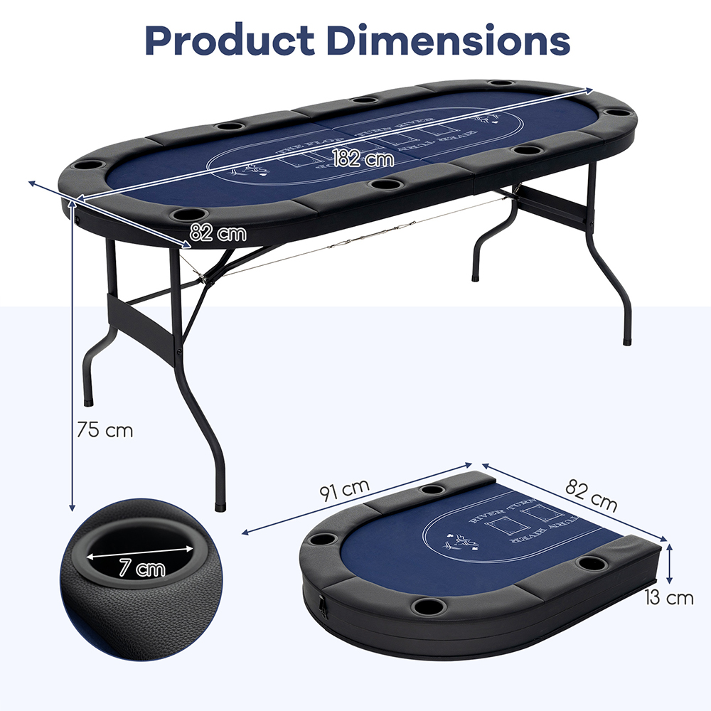 Costway Blue 8 Player Foldable Poker Table Image 9