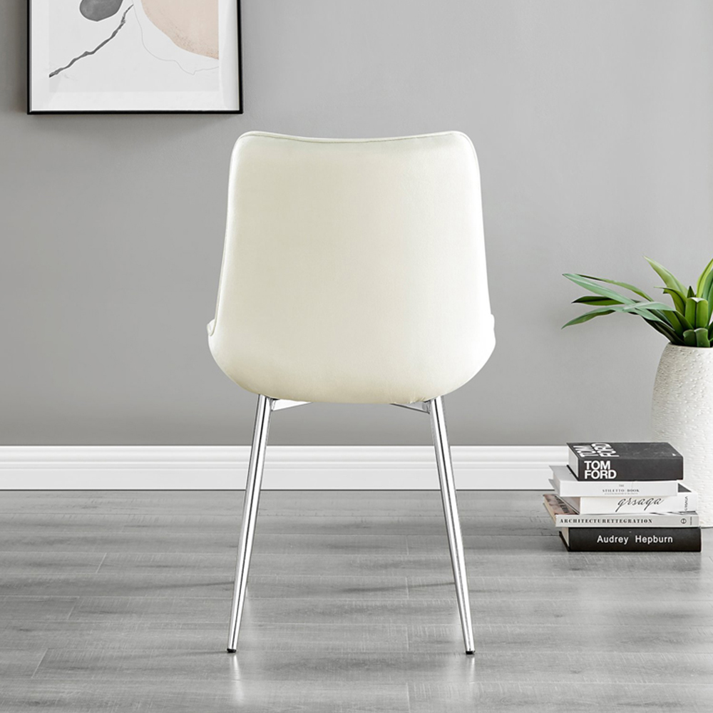 Furniturebox Molini Cesano 6 Seater Dining Set White Gloss Cream and Chrome Image 4