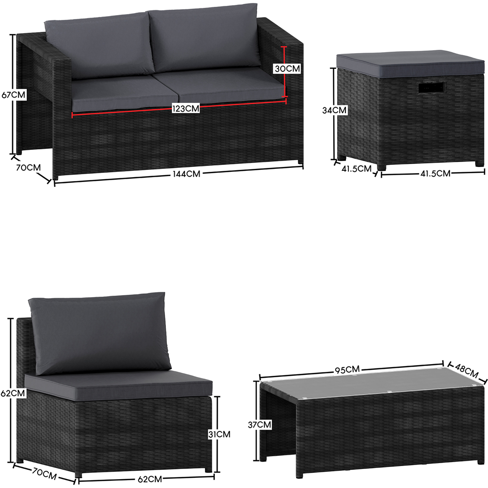 GARDEN VIDA Islay 6 Seater Black PE Rattan Set Garden Lounge Set with Cover Image 9