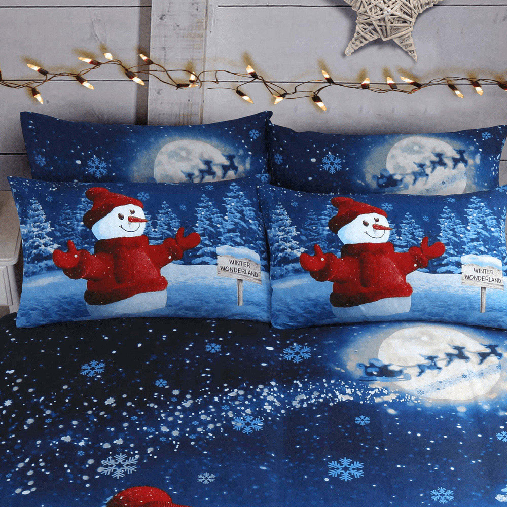 Velosso Double Glitter Snowman Panel Duvet Set Image 2