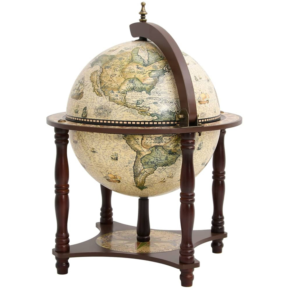 vidaXL Brown Antique Style Globe Bar Wine Stand Image 5