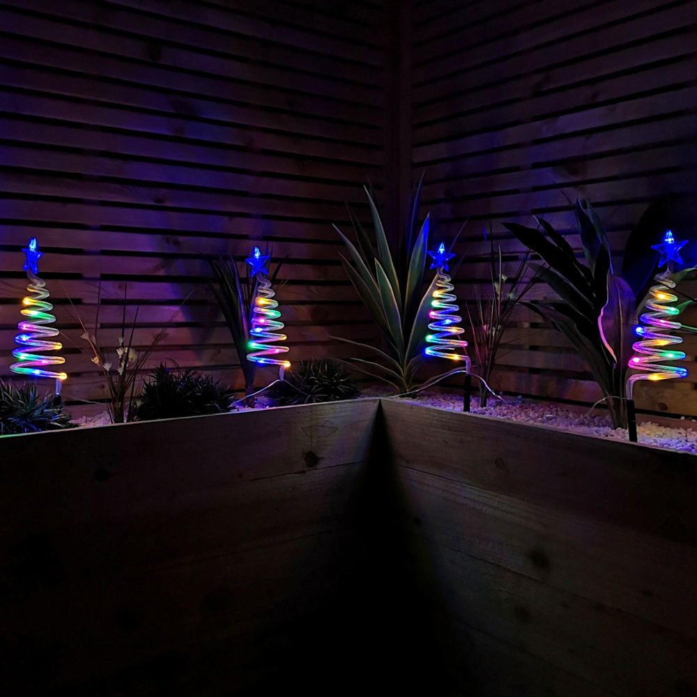 Samuel Alexander 4 Piece Multicolour LED Spiral Tree Christmas Path Light Set Image 1