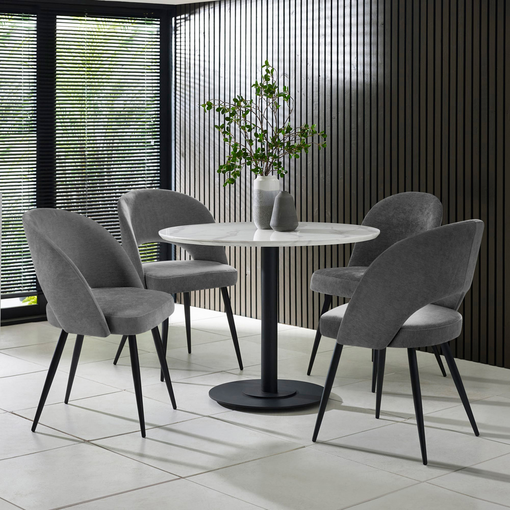 Julian Bowen Luca 4 Seater Marble-Effect Round Dining Table White Image 8