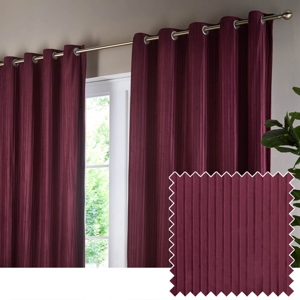 Paoletti Corinthian Red Velvet Eyelet Curtains 229 x 183cm Image 6